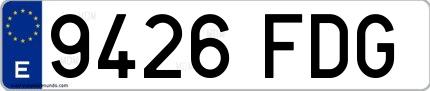 Ejemplo de matrícula española 9426 FDG