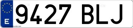 Ejemplo de matrícula española 9427 BLJ