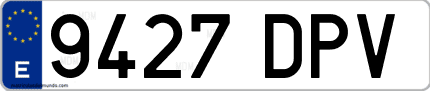 Ejemplo de matrícula de coche ordinaria 9427 DPV