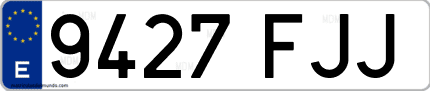 Ejemplo de matrícula de coche ordinaria 9427 FJJ