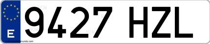 Ejemplo de matrícula española 9427 HZL