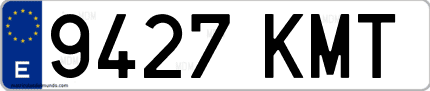 Ejemplo de matrícula de coche ordinaria 9427 KMT