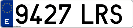 Ejemplo de matrícula de coche ordinaria 9427 LRS