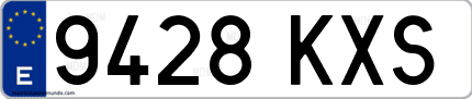 Ejemplo de matrícula de coche ordinaria 9428 KXS