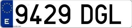 Ejemplo de matrícula española 9429 DGL