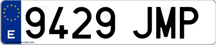 Ejemplo de matrícula de coche ordinaria 9429 JMP