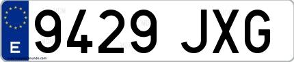 Ejemplo de matrícula española 9429 JXG