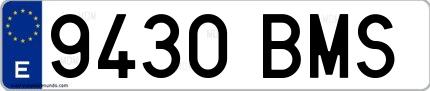 Ejemplo de matrícula española 9430 BMS