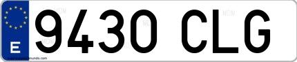 Ejemplo de matrícula española 9430 CLG