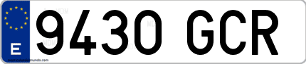 Ejemplo de matrícula de coche ordinaria 9430 GCR