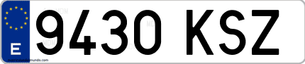 Ejemplo de matrícula de coche ordinaria 9430 KSZ