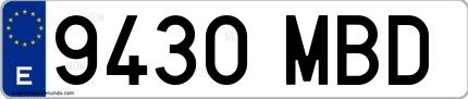 Ejemplo de matrícula española 9430 MBD