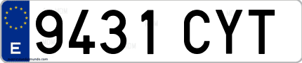 Ejemplo de matrícula de coche ordinaria 9431 CYT
