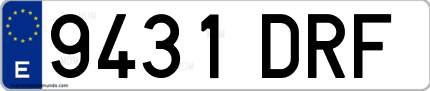Ejemplo de matrícula de coche ordinaria 9431 DRF
