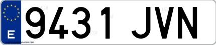 Ejemplo de matrícula española 9431 JVN