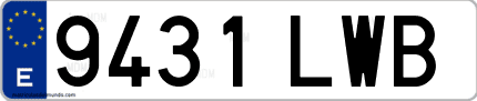Ejemplo de matrícula de coche ordinaria 9431 LWB