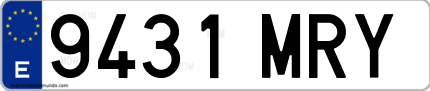 Ejemplo de matrícula de coche ordinaria 9431 MRY