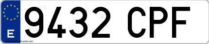 Ejemplo de matrícula española 9432 CPF