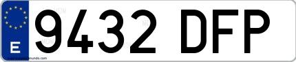 Ejemplo de matrícula española 9432 DFP