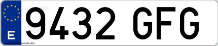 Ejemplo de matrícula española 9432 GFG