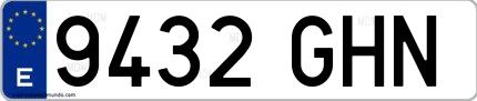 Ejemplo de matrícula española 9432 GHN
