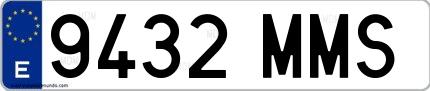 Ejemplo de matrícula española 9432 MMS