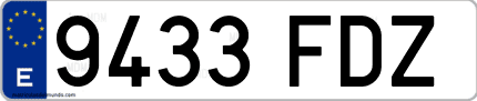 Ejemplo de matrícula de coche ordinaria 9433 FDZ