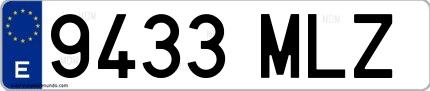 Ejemplo de matrícula española 9433 MLZ