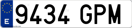 Ejemplo de matrícula de coche ordinaria 9434 GPM