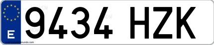 Ejemplo de matrícula española 9434 HZK