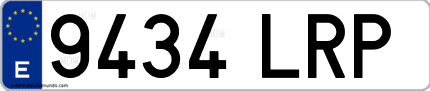 Ejemplo de matrícula de coche ordinaria 9434 LRP