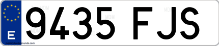 Ejemplo de matrícula de coche ordinaria 9435 FJS
