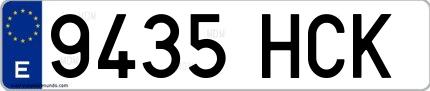 Ejemplo de matrícula española 9435 HCK