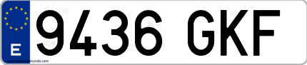 Ejemplo de matrícula de coche ordinaria 9436 GKF