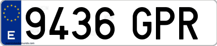 Ejemplo de matrícula de coche ordinaria 9436 GPR