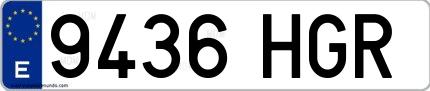 Ejemplo de matrícula española 9436 HGR