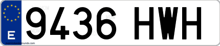 Ejemplo de matrícula de coche ordinaria 9436 HWH