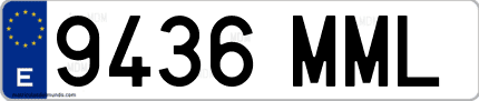 Ejemplo de matrícula de coche ordinaria 9436 MML