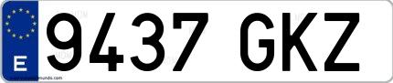 Ejemplo de matrícula española 9437 GKZ