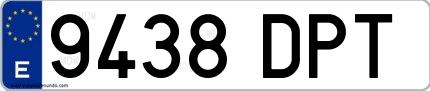 Ejemplo de matrícula española 9438 DPT