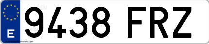 Ejemplo de matrícula de coche ordinaria 9438 FRZ