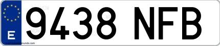 Ejemplo de matrícula española 9438 NFB