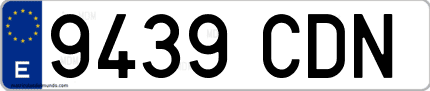 Ejemplo de matrícula de coche ordinaria 9439 CDN
