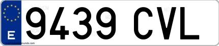 Ejemplo de matrícula española 9439 CVL