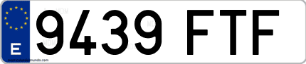 Ejemplo de matrícula de coche ordinaria 9439 FTF