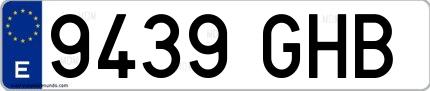 Ejemplo de matrícula española 9439 GHB