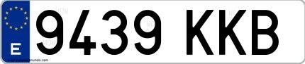 Ejemplo de matrícula española 9439 KKB
