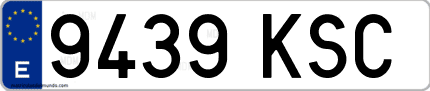 Ejemplo de matrícula de coche ordinaria 9439 KSC
