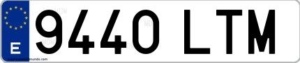 Ejemplo de matrícula española 9440 LTM
