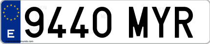 Ejemplo de matrícula de coche ordinaria 9440 MYR